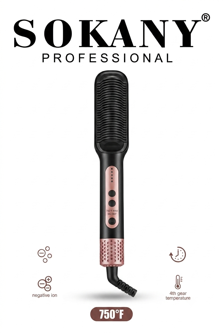 Plancha Cepillo Alisador para Cabello Liso y Sin Frizz
